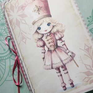 Junk Journal Booklet "PINK CHRISTMAS 2" Christmas Pink Holiday LG 9X6 40pgs